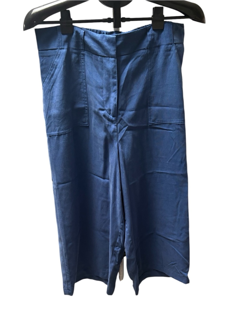 Blue High-Rise Wide-Leg Capri, M